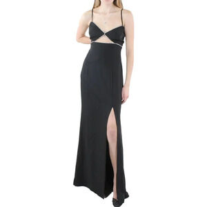 Aqua Black Maxi Dress with Rhinestone Trim